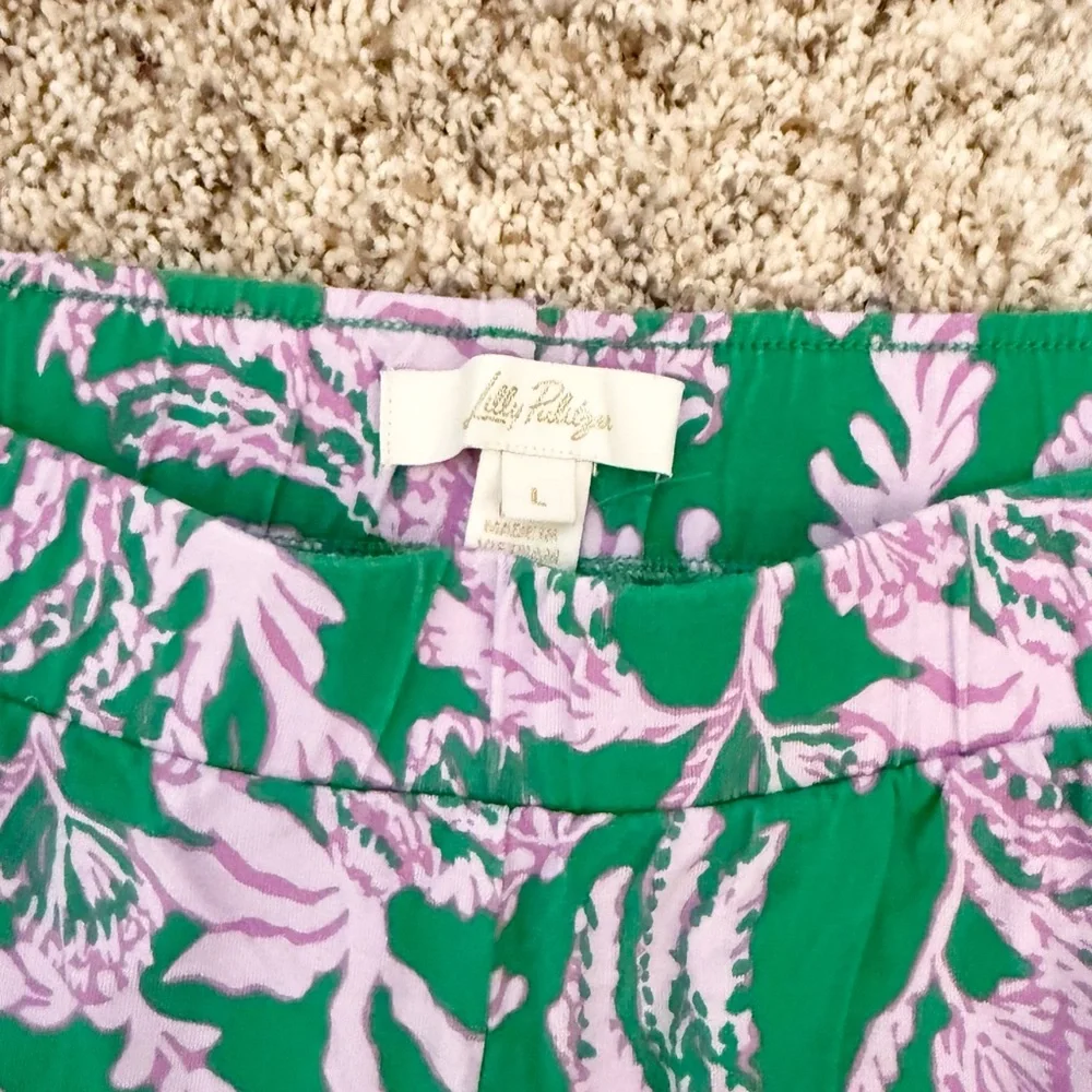 Lilly Pulitzer Allena Knit Palazzo Pants in Brazilian Green Salty Sandbar Large - Picture 3 of 6